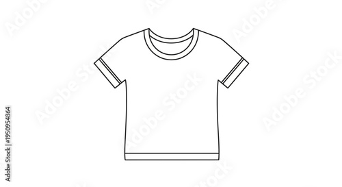 Simple black and white outline drawing of a t-shirt