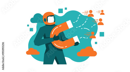 A man uses a big magnet to get new jobs and help work fast now