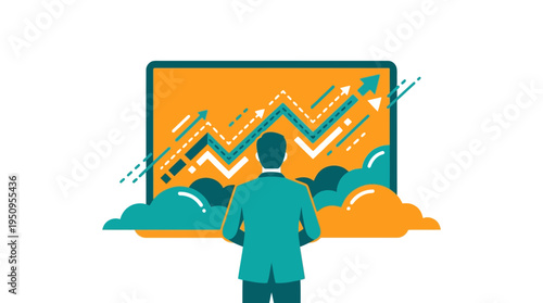 Man Sees Big Chart On Screen To Help Work Fast Win Now Art Best Pro