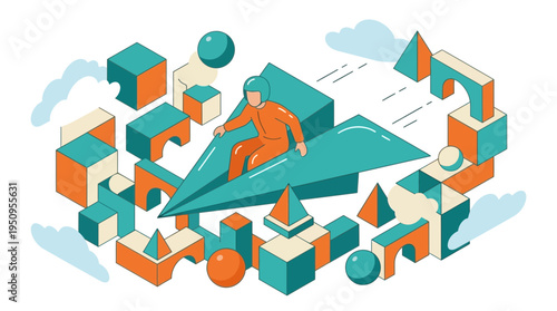 Man fly paper plane over maze to find a new way to a goal now