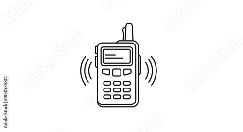 Radio communication device icon, vector illustration, simple line art, white background