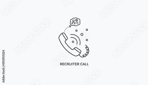 Recruiter Call Icon: Phone Ringing with People Icons in Thought Bubble, Job Search Concept