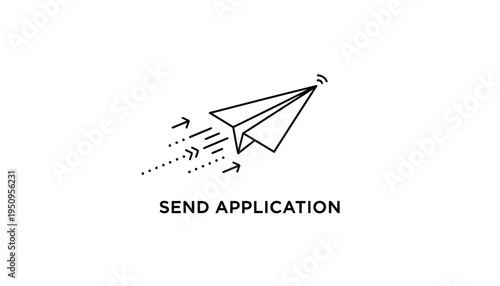 Paper airplane sending application, concept of sending job application or message, business communication