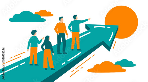 Team work hard to reach goal and win big path to success now up fast