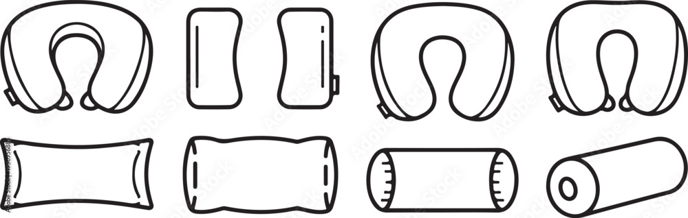 Fototapeta premium Various shapes and forms of different types of pasta and rolls Vector