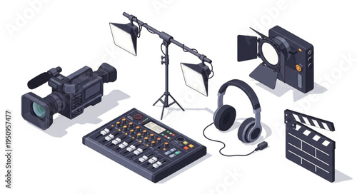 Filmmaking equipment for video production and recording.