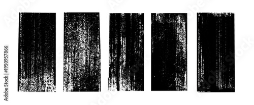 vertical texture set of square grunge rolled ink stamp brush,abstract black transparent stained shape textures, handmade. Letterpress  rough rectangle shapes,suitable for back element of text design. 