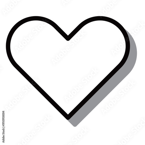 ドロップシャドウ付きのハート形線枠フレーム