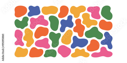 Colorful abstract shapes pattern on white background