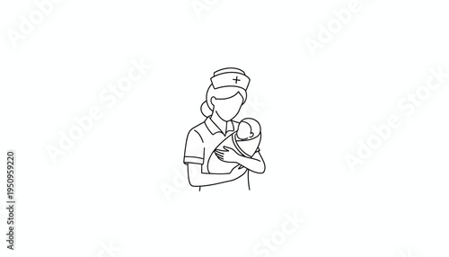 Nurse holding a newborn baby in her arms, medical care, maternity, new life