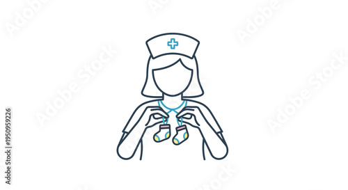 Nurse holding baby socks, healthcare, maternity, new life, medical concept