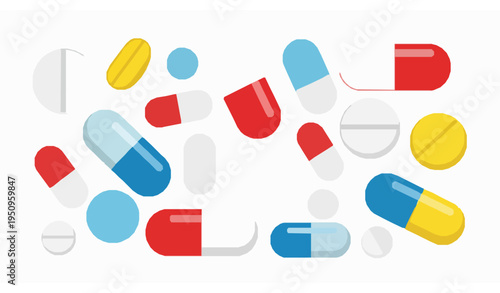 Medical Pills Capsules and Tablets Vector Illustration Pharmaceutical Drugs Isolated on White