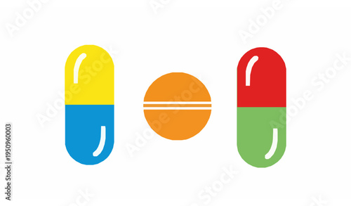 Pharmaceutical Capsules and Tablet Vector Medical Illustration Isolated on White