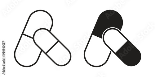 Pill icon logo concept on white background. Suitable for use on web apps