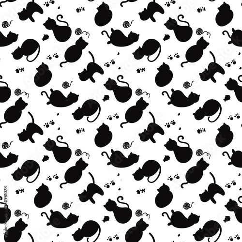 seamless pattern with black cats