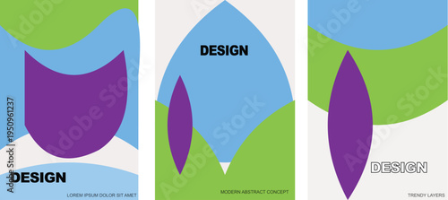 Set of 3 abstract design templates vector