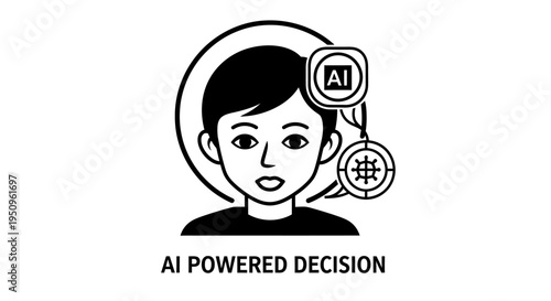 Woman with AI powered decision thought.