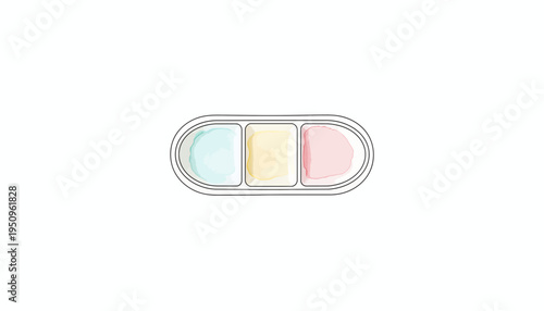 Minimalist Three Color Palette Tray for Makeup or Art Supplies