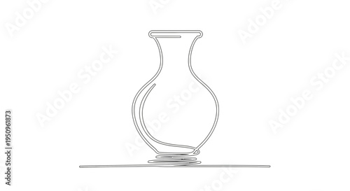 Minimalist Vase Outline Drawing, Single Line Art, Simple Home Decor Object