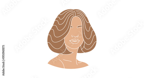 Minimalist Woman Portrait, Bob Hairstyle, Abstract Face, Modern Line Art, Beauty Concept