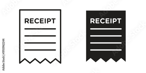 Receipt icon logo concept on white background. Suitable for use on web apps
