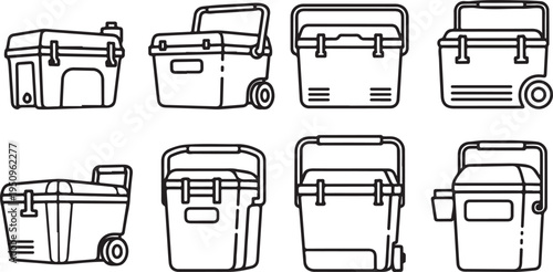 Various styles of coolers and ice chests for outdoor use Vector