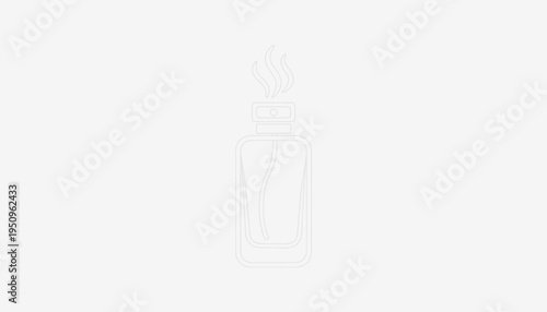 Minimalist perfume bottle outline with subtle smoke or vapor rising from the cap.