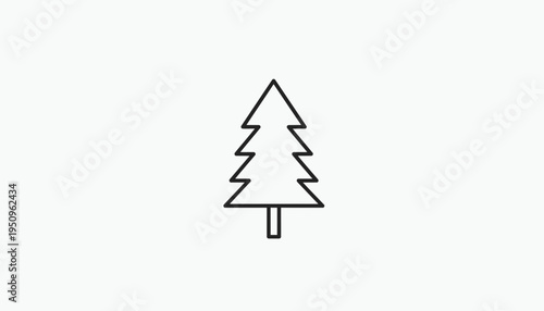 Minimalist Pine Tree Icon, Simple Evergreen Outline, Vector Graphic