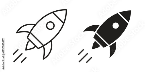 Rocket icon logo concept on white background. Suitable for use on web apps
