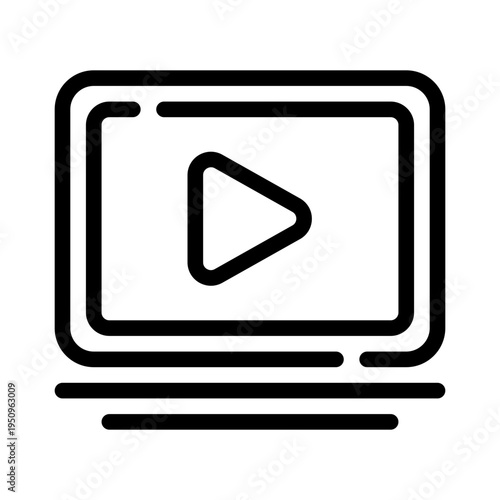 Video player icon displayed on a screen, perfect for technology presentations, website designs, and online video platforms. Elegant and modern.
