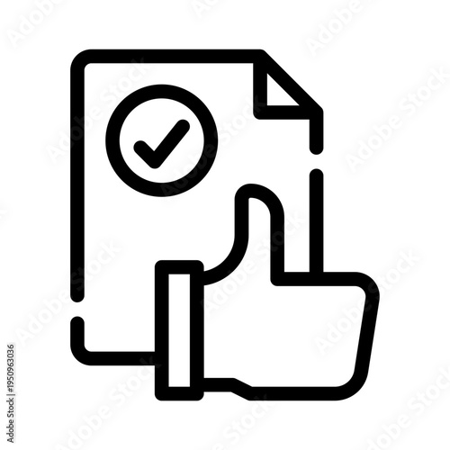 Thumbsup beside a checked document. Suitable for approval, completion, success concepts in business, education, and personal achievements visuals.
