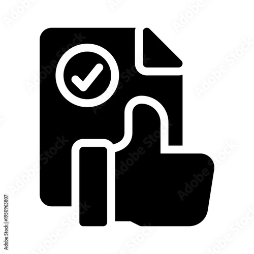 Thumbsup beside a checked document. Suitable for approval, completion, success concepts in business, education, and personal achievements visuals.
