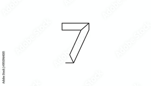 Minimalist Number 7 Origami Folded Paper Style