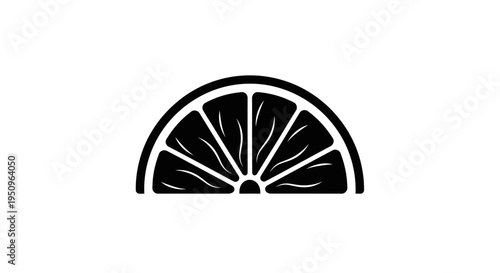 Black and white citrus fruit slice.