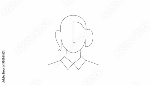 Minimalist Line Art Portrait of a Person with Short Hair and Collar