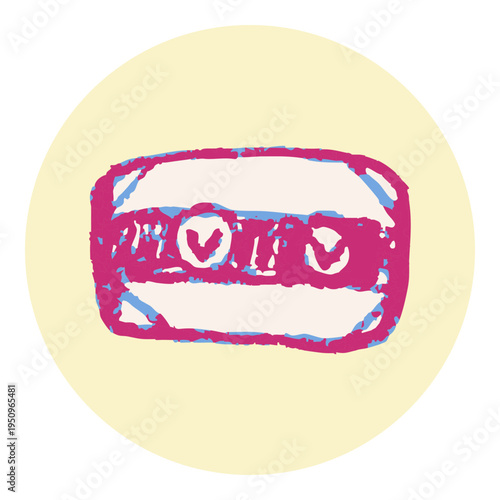 Retro Audio Cassette Tape Hand Drawn Doodle  Record Icon