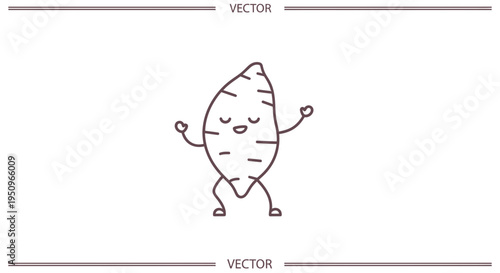 Happy Dancing Sweet Potato Character, Cute Vegetable Cartoon, Vector Illustration