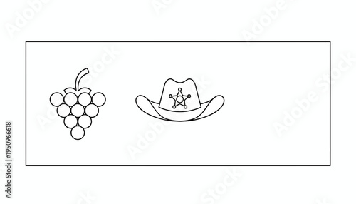 Grapes and Sheriff Hat Icon - Western Theme