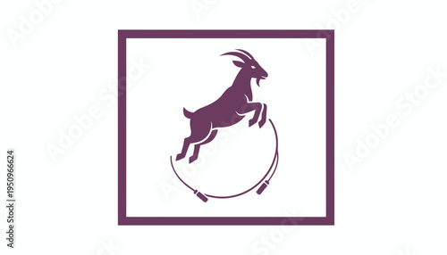 Goat Jumping Rope Silhouette Logo Icon