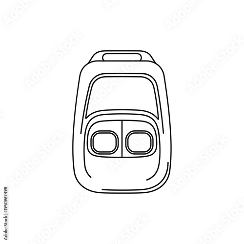 Minimalist line drawing of an access fob isolated on a clean white background, featuring a simple and modern design with prominent buttons