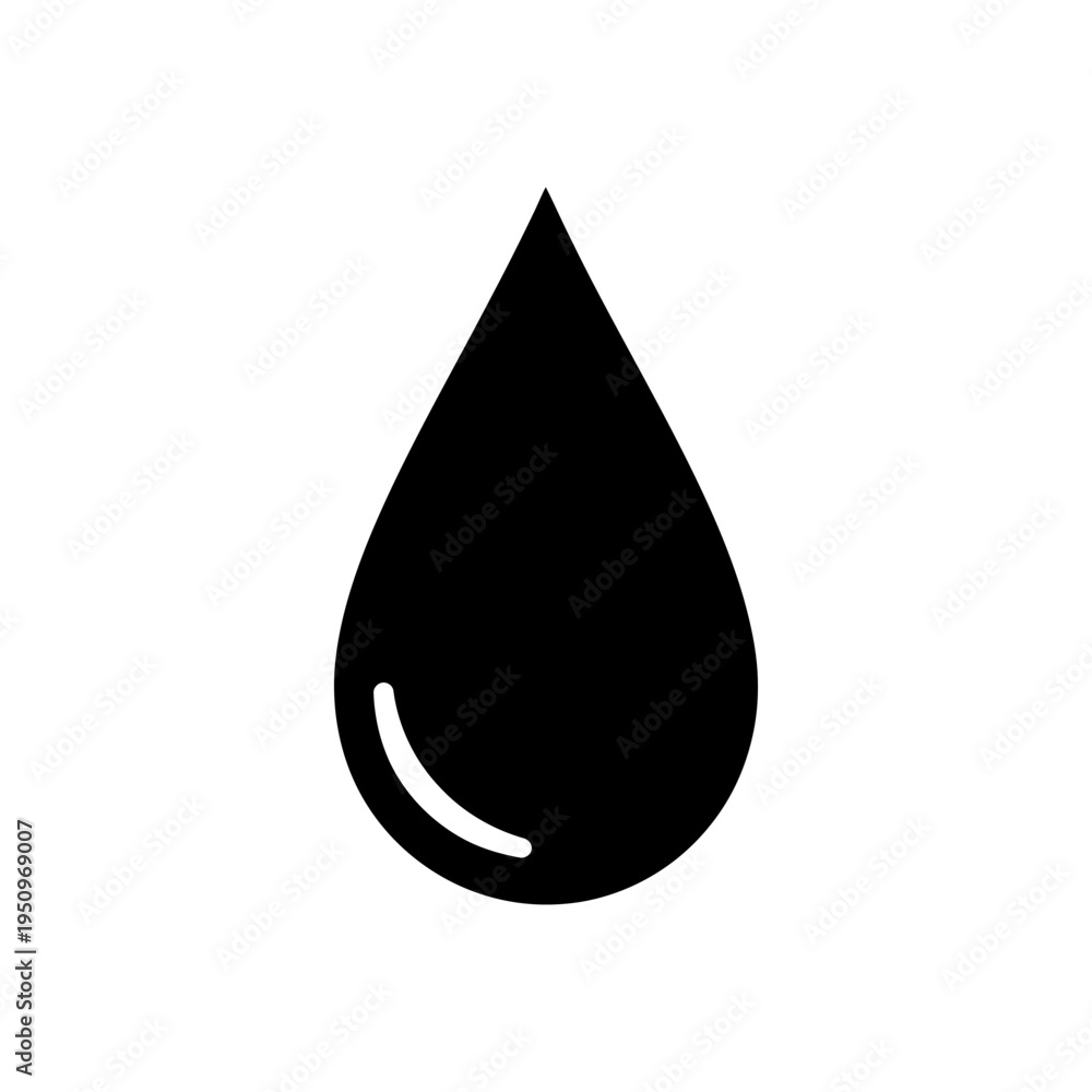 Fototapeta premium Black Teardrop Shape Water Droplet Icon.