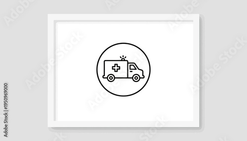 Ambulance Icon, Emergency Medical Service Vehicle, Healthcare Symbol, Vector Illustration