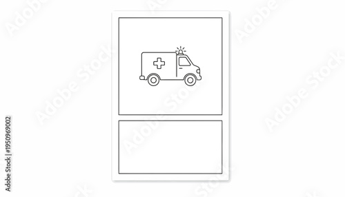Ambulance icon, emergency medical service vehicle, healthcare symbol