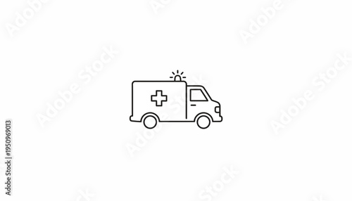 Ambulance icon, emergency medical service vehicle, healthcare symbol, vector illustration