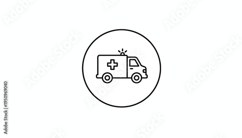 Ambulance icon, emergency medical service vehicle, healthcare symbol