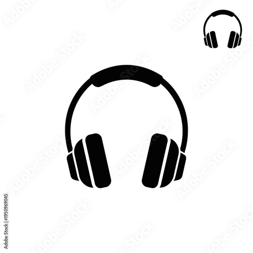 Black Headphones Stereo Sound Equipment.