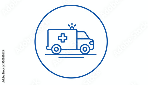 Ambulance Icon, Emergency Medical Service Vehicle, Healthcare Transport Symbol