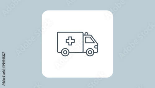 Ambulance icon, medical emergency vehicle outline, healthcare transport symbol