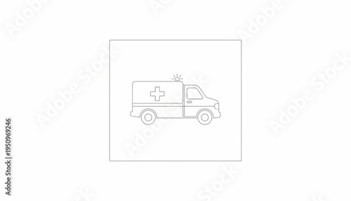 Ambulance icon, medical emergency vehicle, emergency services, healthcare symbol, line art