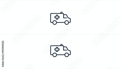 Ambulance Icon, Medical Emergency Vehicle, Healthcare Symbol, Vector Art